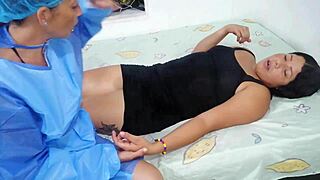 couple does scissors with new dildo until they cum together