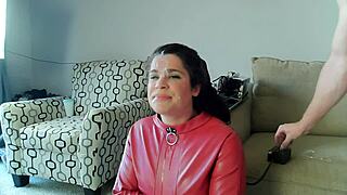 Wife's Head on Fucking Machine for Sloppy BJ