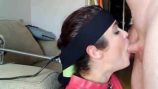 Wife's Head on Fucking Machine for Sloppy BJ