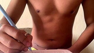 Masturbating while doing athletic fitness homework