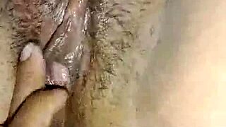 hot girl with oiled hairy pussy fingered by boyfriend
