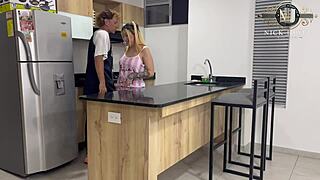 I Felt Intense Pleasure Fucking My Petite Girlfriend Hard in the Kitchen