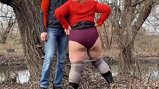 Groping Stepmother-in-Law's Wet Pussy Publicly