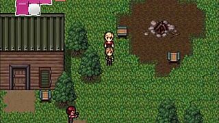 Goth girl gets fucked and cums on her back in hentai zombies retreat.