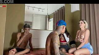 hey, this bisexual teen gets bent over for blowjob and cum on ass