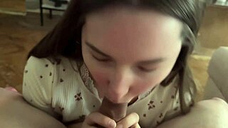Real Amateur Homemade Sex with Long Slobbery Blowjob from Cutie