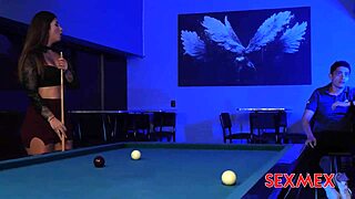 Salome Gil Learns to Handle Pool Stick