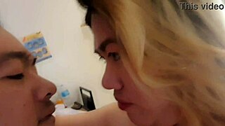 Beautiful Asian girl gets a blowjob challenge