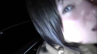 german ex-girlfriend gives sloppy car blowjob with swallow