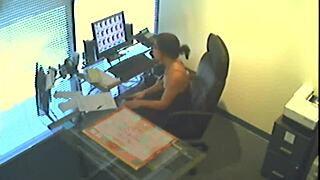 office slut caught as she masturbates