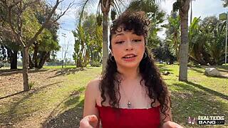 Is that curly haired pixie getting bent over and fucked outdoors? Watch her blowjob and riding in pov.