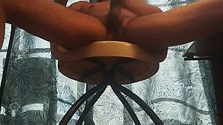 He nervously shows his huge cock to his friend during the video call