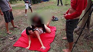 shooting stopped, but this milf got tied up, gagged, ass destroyed, and creampied