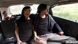 my first time flashing tits and licking a monster cock in public