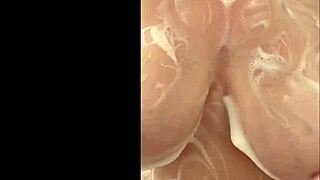 French BBW Milf Secretly Caresses Her Large Breasts In The Shower