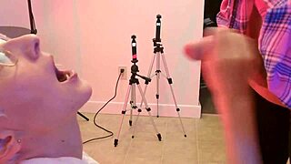 Old blonde gets piss facial in homemade video