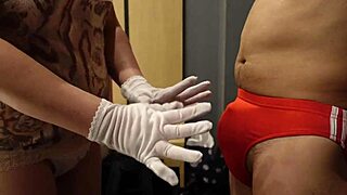 s-woman slaps erect cock over tight bloomers and laughs 😈