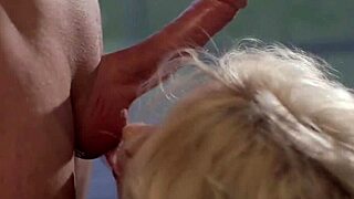 The milf licks and blows his cock, getting a cumshot facial