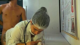 Young Latina nurse sparks arousal during rough consultation