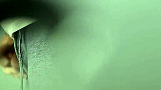 cruising with a chubby bear in public toilets, teasing his big cock, she whispers.