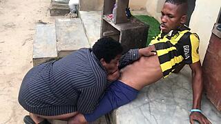 Curvy babe's outdoor sex with oiled tits goes wrong