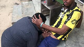 Curvy babe's outdoor sex with oiled tits goes wrong