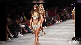 The black tape edition of the swim suit runway showcases various costumes on models.