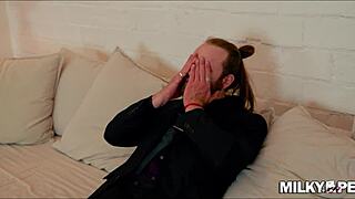 Redhead housewife lets lover fill her ass with cum