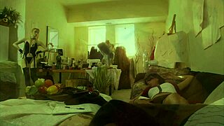 lesbo FUCK over the rain with strapon action