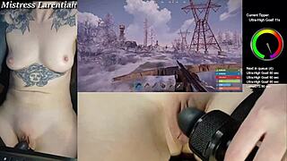 Shaved pussy twitch streamer teases with vibrator intensifies