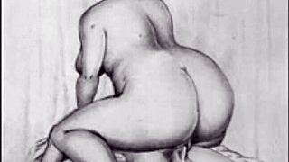 Erotic illustrations from the past with hairy special sex appeal