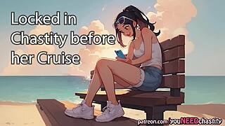 Your girlfriend locks you in chastity before her cruise trip