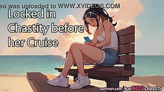 Your girlfriend locks you in chastity before her cruise trip