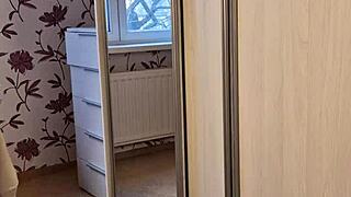 I got stuck in the wardrobe, but the girl helped me with blowjob
