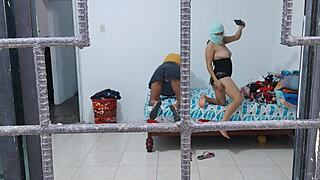 Horny housewives get playful while doing household chores