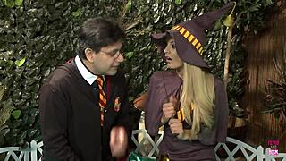 newly minted blonde sorceress dives into wild orgy riding massive shaft