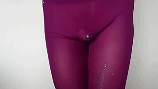 want to see cum on burgundy leggings?