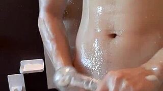 i flexed my huge cock in the shower trying to look sexy