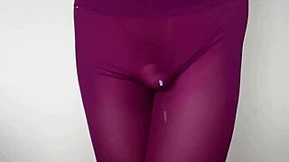 want to see cum on burgundy leggings?