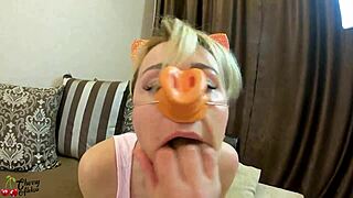 Piggy Deepthroats and Cowgirls to Cum in Mouth