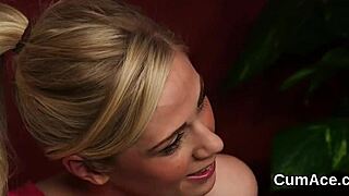 frisky honey gets cum load on her face, swallowing all the charge in pov blowjob