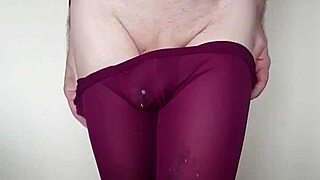 want to see cum on burgundy leggings?