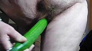 Dildo and cucumber in the ass - that's how it goes, part 1