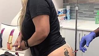 Blonde Client Flashes Tattoo In Spa