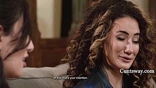 busty teen falls hard for curvier courier in steamy meetup. is this lesbian crush the real deal?