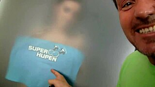 Superhupen star Sensual Jane bends over for steamy brunette doggystyle.