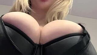 Big natural tits in leather?
