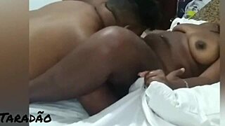 homemade ebony woman in lingerie drinks milk from penis