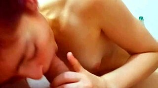 Cute 18-year-old girl eagerly swallows my entire cock and load after deepthroat fun