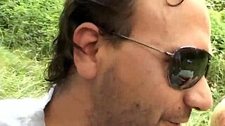 she moaned two cocks fucking her pussy outdoors